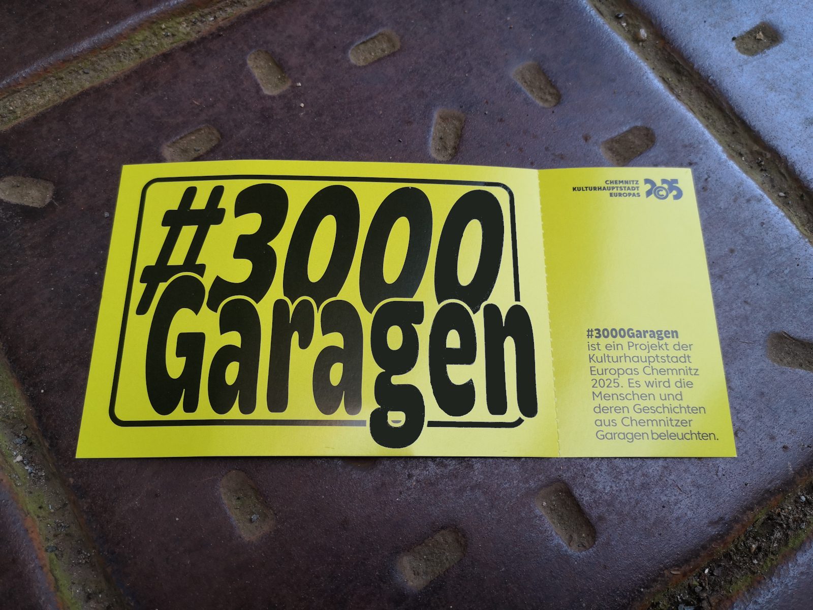 Flyer für das Kulturhauptstadtprojekt "3000 Garagen"