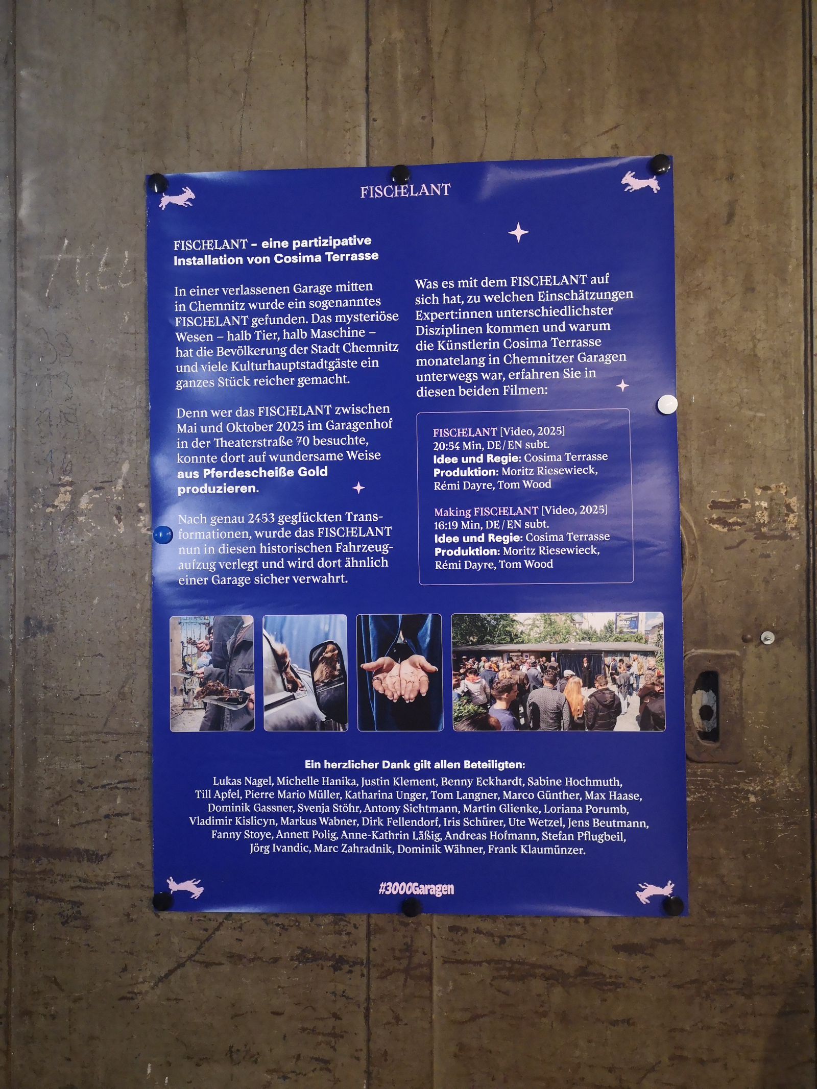 Plakat zur Kunstinstallation "Fischelant", Foto: Kathy Eichholz